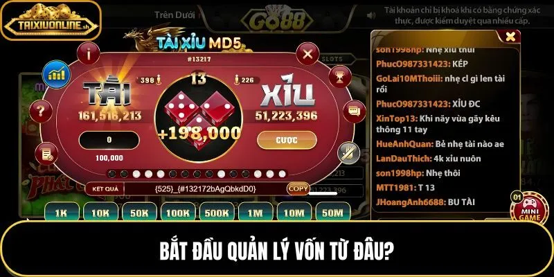 Quản lý vốn tài xỉu với ba mốc bankroll, mức cược và ngưỡng dừng