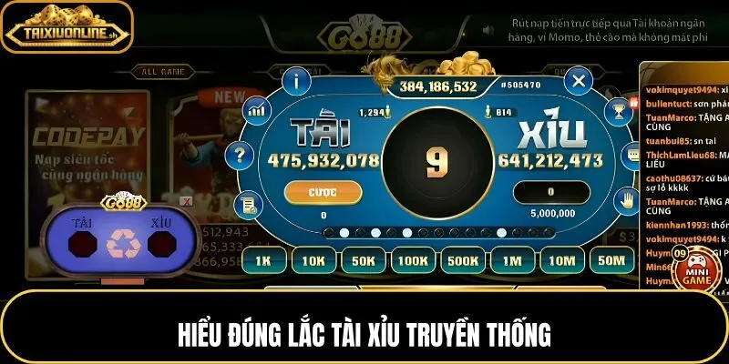 Lắc tài xỉu truyền thống với 3 viên xúc xắc và bát úp tạo kết quả